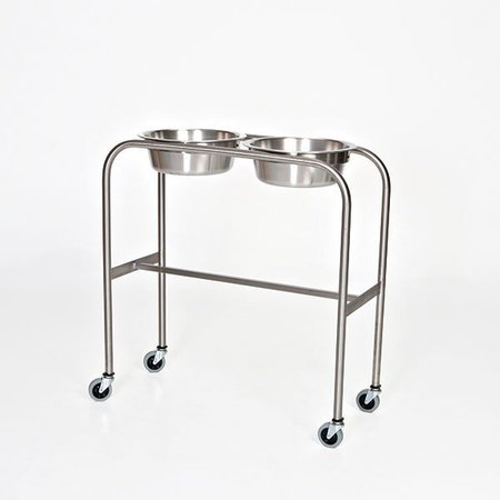 MIDCENTRAL MEDICAL SS Double Bowl Ring Stand without Shelf MCM1002